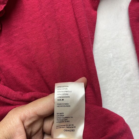 Anthropologie Ruffle V-Neck Long Sleeve Top Womens XS Pink Fuchsia Edwardian - Picture 10 of 11